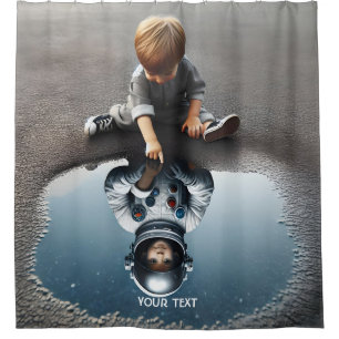 Fantasy Cute Boy Astronaut Reflection Shower Curtain