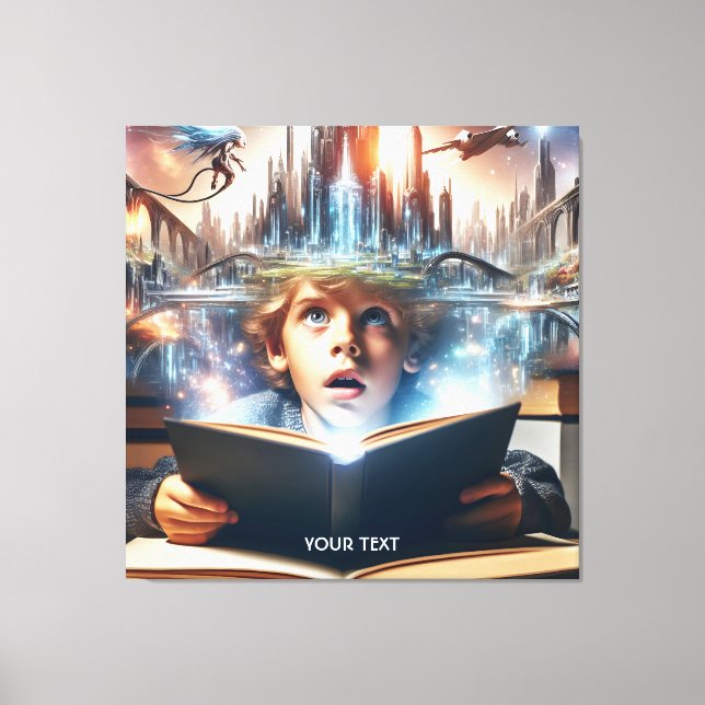 Fantasy Cute  Boy City  Book Canvas Print (Front)