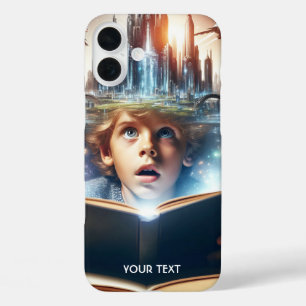 Fantasy Cute Boy City Book iPhone 16 Plus Case