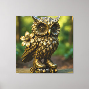 Fantasy Cute Brass Owl Skates Canvas Print