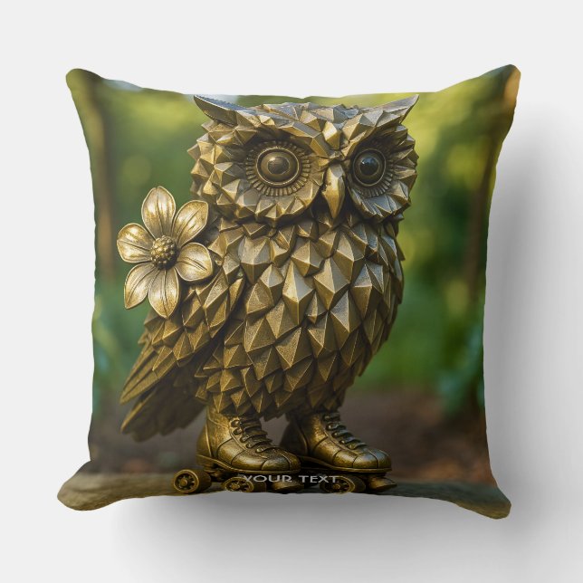 Fantasy Cute Brass Owl Skates Cushion (Front)