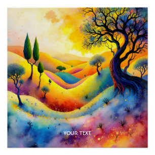 Fantasy Cute Bright Vibrant Landscape Poster