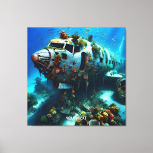 Fantasy Cute Broken Aeroplane Ocean Canvas Print