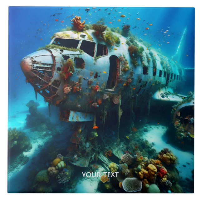 Fantasy Cute Broken Aeroplane Ocean Tile (Front)