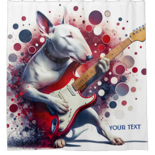 Fantasy Cute Bull Terrier Guitar Shower Curtain