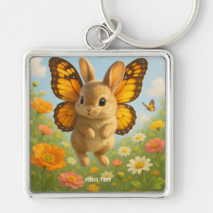 Fantasy Cute Bunny Flowers Wings Key Ring