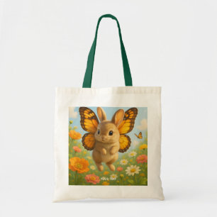 Fantasy Cute Bunny Flowers Wings Tote Bag