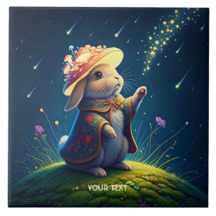 Fantasy Cute Bunny Mushroom Stars Tile
