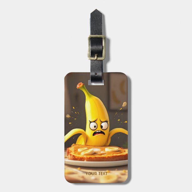 Fantasy Cute Butter Banana Toast Luggage Tag (Front Vertical)