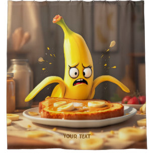 Fantasy Cute Butter Banana Toast Shower Curtain