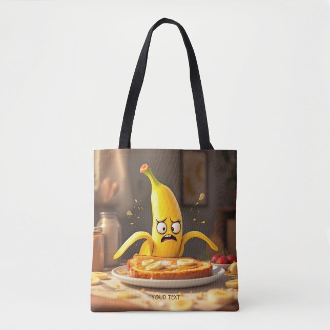 Fantasy Cute Butter Banana Toast Tote Bag (Front)