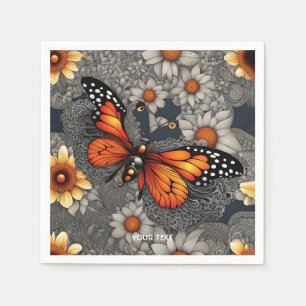 Fantasy Cute Butterfly Filigree Flowers Napkin
