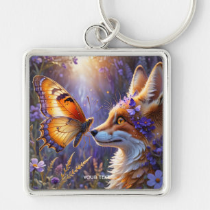 Fantasy Cute Butterfly Fox Flowers Key Ring