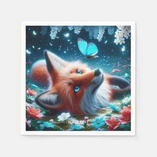 Fantasy Cute Butterfly Fox Night Napkin