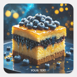 Fantasy Cute Cake Honey Blueberries  Square Sticker