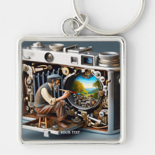 Fantasy Cute Camera Painting Landscape Key Ring
