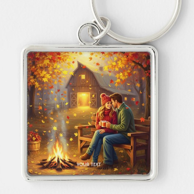 Fantasy Cute  Campfire Date Country Key Ring (Front)
