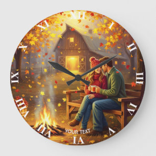 Fantasy Cute Campfire Date Country Large Clock