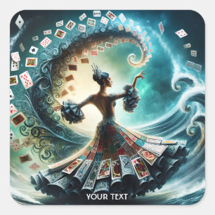 Fantasy Cute Cards Dance Girl  Square Sticker