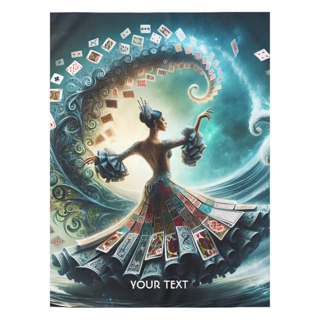 Fantasy Cute Cards Dance Girl  Tablecloth (Front)