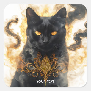 Fantasy Cute Cat Black Smoke Square Sticker