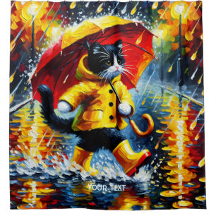 Fantasy Cute  Cat Boots Umbrella Shower Curtain