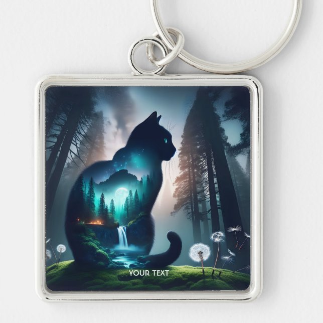 Fantasy Cute Cat Double Exposition Key Ring (Front)