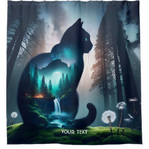 Fantasy Cute Cat Double Exposition Shower Curtain