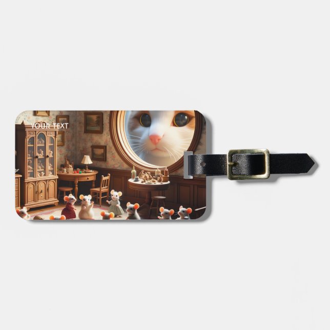 Fantasy Cute Cat Eye Mouses Luggage Tag (Front Horizontal)