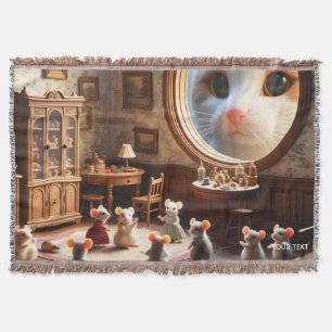 Fantasy Cute Cat Eye Mouses Throw Blanket