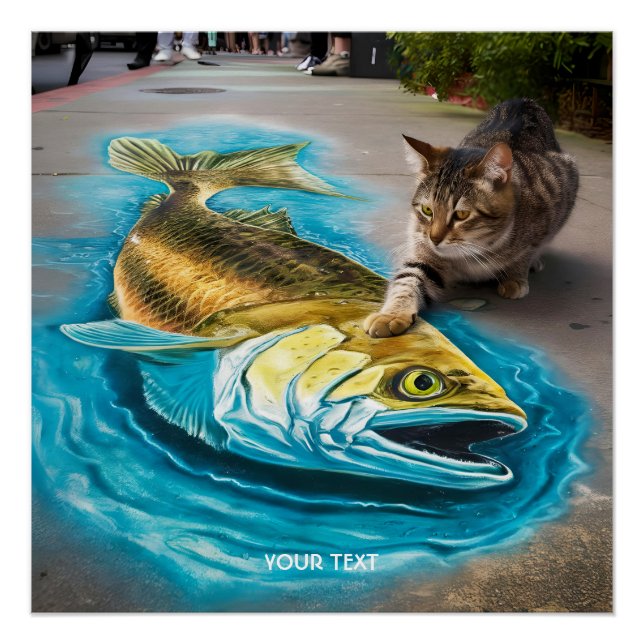 Fantasy Cute Cat Fish Road Poster (Front)