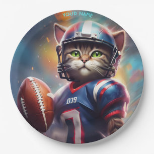 Fantasy Cute Cat Football Uniform Paper Plate