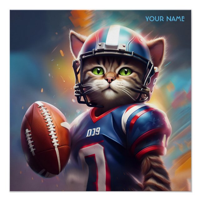 Fantasy Cute Cat Football Uniform Poster (Front)