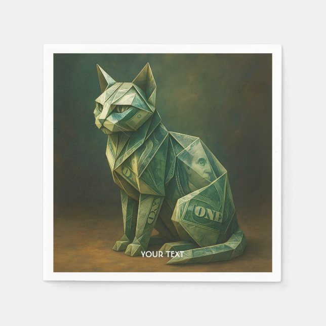 Fantasy Cute Cat Money Origami Napkin (Front)