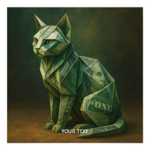 Fantasy Cute Cat Money Origami Poster