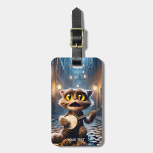 Fantasy Cute Cat Playing Banjo Luggage Tag
