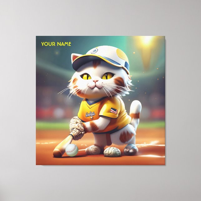 Fantasy Cute Cat Softball Uniform Canvas Print (Front)