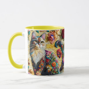 Fantasy Cute Cat Stained Glass Mug