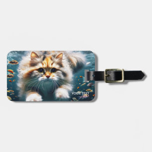 Fantasy Cute Cat Swimming Underwater Luggage Tag