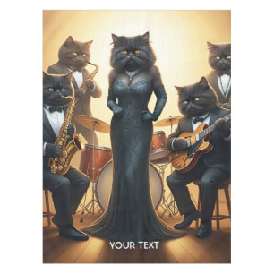 Fantasy Cute Cats Jazz Band Tablecloth