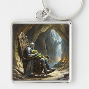 Fantasy Cute Cave Dragon Knight Key Ring