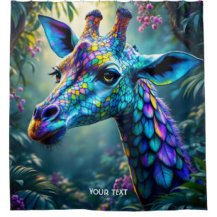 Fantasy Cute Chameleon Like Giraffe Shower Curtain