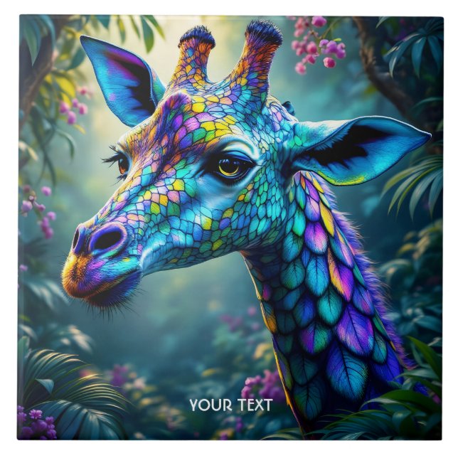 Fantasy Cute Chameleon Like Giraffe Tile (Front)