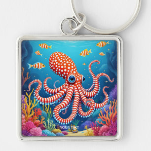 Fantasy Cute Chequered Octopus Sea Key Ring