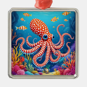 Fantasy Cute Chequered  Octopus Sea Metal Tree Decoration