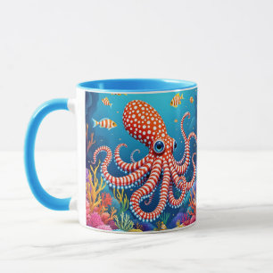 Fantasy Cute Chequered Octopus Sea Mug