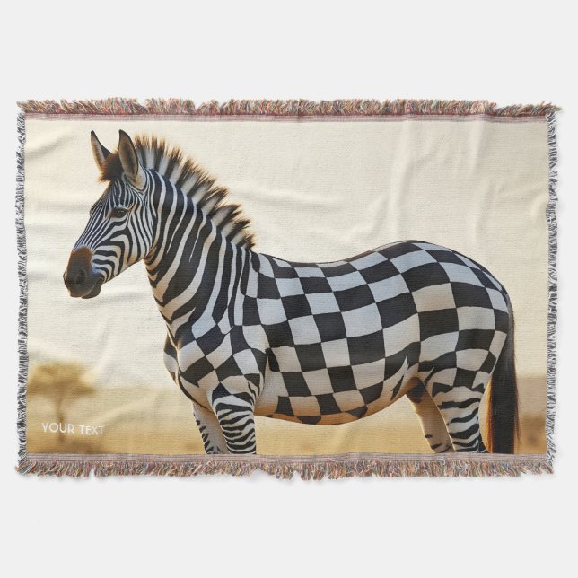 Fantasy Cute Chequered White Zebra Throw Blanket (Front)