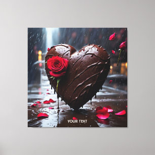 Fantasy Cute Chocolate Rose Heart Canvas Print