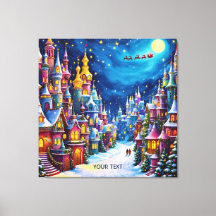 Fantasy Cute Christmas Eve Town Canvas Print