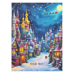 Fantasy Cute Christmas Eve Town Tablecloth